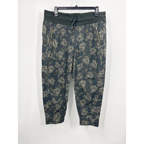 ATHLETA Trekkie North Printed Ripstop Jogger Olive Green Floral Sz 18 - Picture 2 of 10